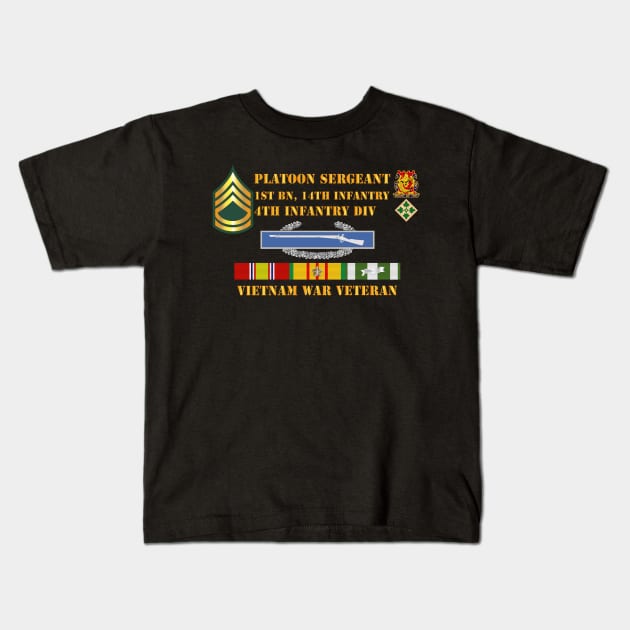 1st Bn 14th Inf - 4th ID - Plt Sgt - E7 - Vietnam Vet Kids T-Shirt by twix123844